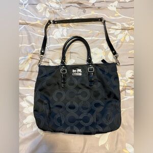Coach Black and Gray Patterned Shoulder Bag